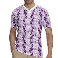 Hawaii Ti Leaf Maile Tuberose Lei Rugby Jersey With Hanalei Leaf Purple