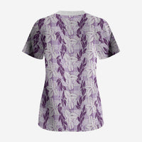 Hawaii Ti Leaf Maile Tuberose Lei Scrub Top With Hanalei Leaf Purple