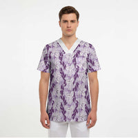 Hawaii Ti Leaf Maile Tuberose Lei Scrub Top With Hanalei Leaf Purple