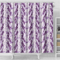Hawaii Ti Leaf Maile Tuberose Lei Shower Curtain With Hanalei Leaf Purple