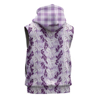 Hawaii Ti Leaf Maile Tuberose Lei Sleeveless Hoodie With Hanalei Leaf Purple