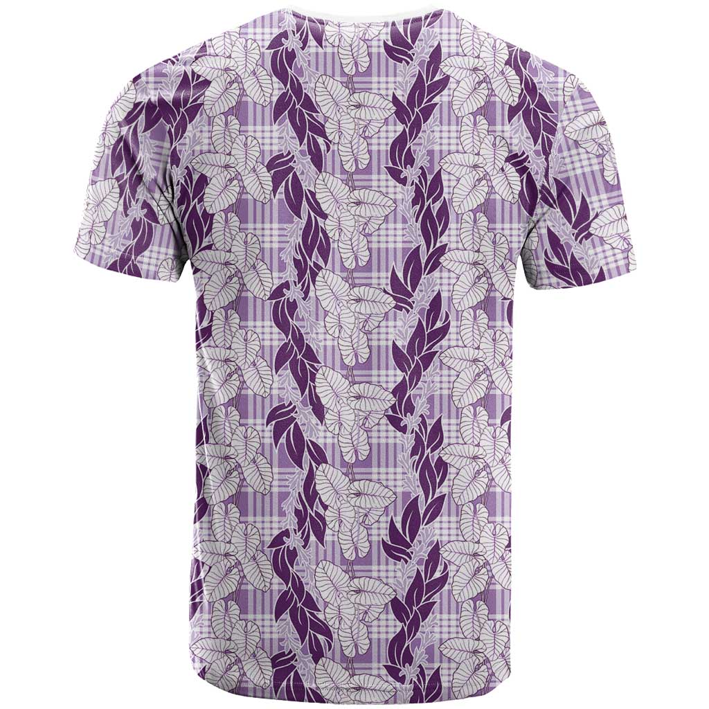 Hawaii Ti Leaf Maile Tuberose Lei T Shirt With Hanalei Leaf Purple