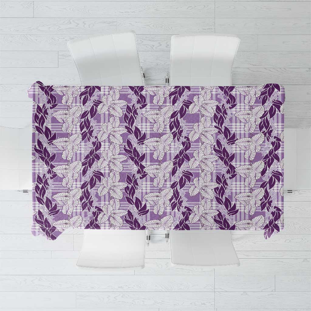 Hawaii Ti Leaf Maile Tuberose Lei Tablecloth With Hanalei Leaf Purple