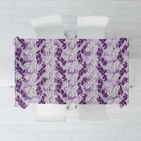 Hawaii Ti Leaf Maile Tuberose Lei Tablecloth With Hanalei Leaf Purple