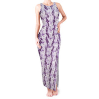 Hawaii Ti Leaf Maile Tuberose Lei Tank Maxi Dress With Hanalei Leaf Purple LT05 Women Purple - Polynesian Pride