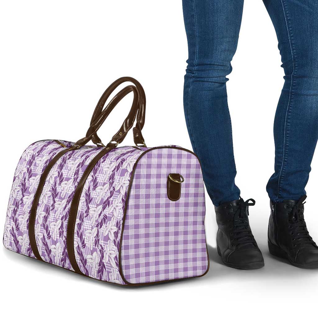 Hawaii Ti Leaf Maile Tuberose Lei Travel Bag With Hanalei Leaf Purple