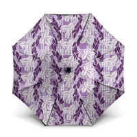 Hawaii Ti Leaf Maile Tuberose Lei Umbrella With Hanalei Leaf Purple