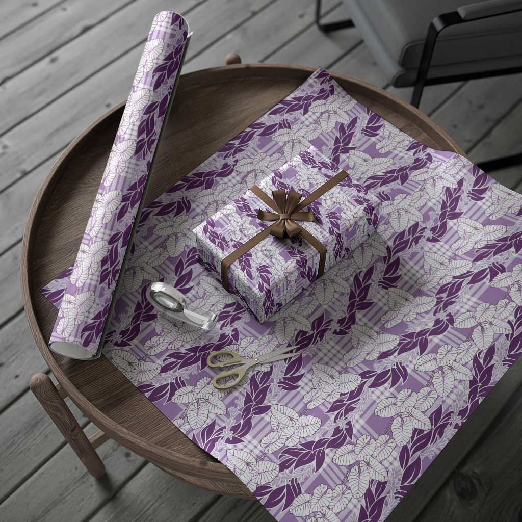 Hawaii Ti Leaf Maile Tuberose Lei Wrapping Paper With Hanalei Leaf Purple