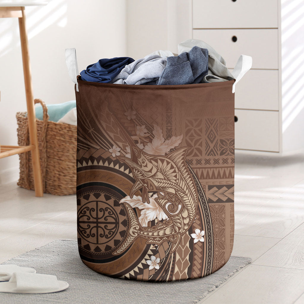 Samoa Tatau Marlin Laundry Basket With Siapo Motifs Brown
