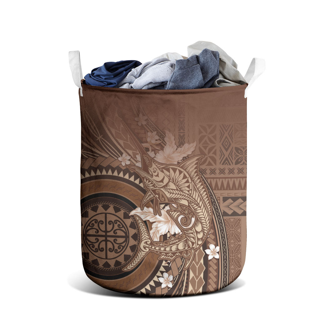 Samoa Tatau Marlin Laundry Basket With Siapo Motifs Brown