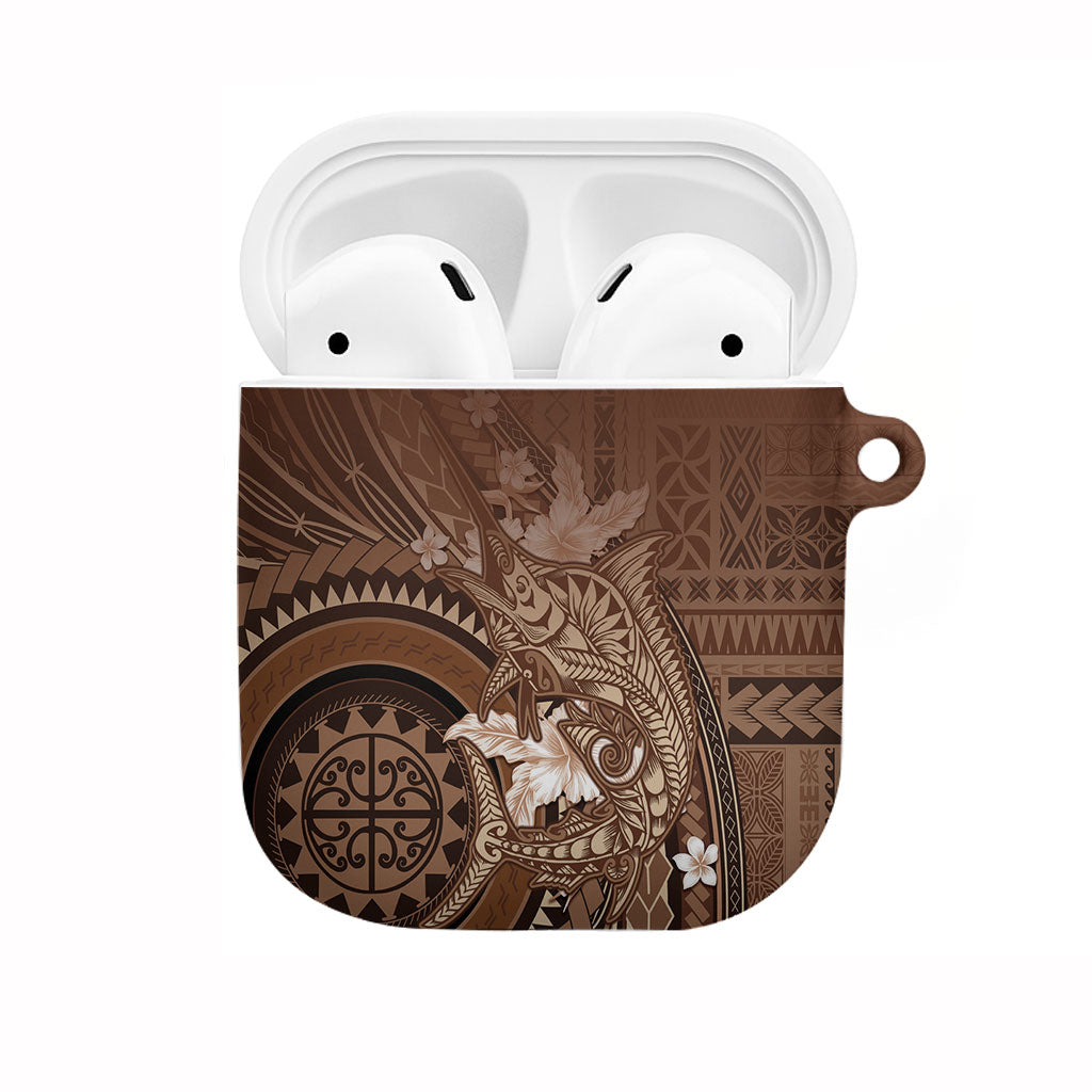 Samoa Tatau Marlin AirPods Case With Siapo Motifs Brown LT05 Brown - Polynesian Pride