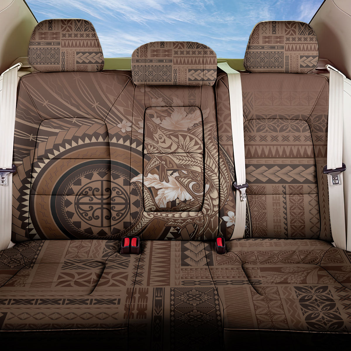 Samoa Tatau Marlin Back Car Seat Cover With Siapo Motifs Brown