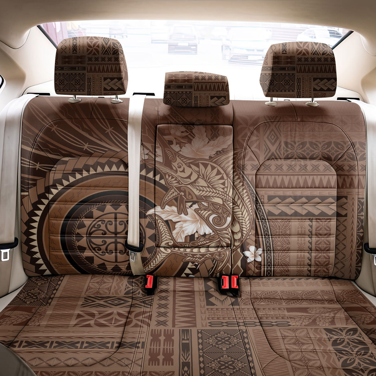 Samoa Tatau Marlin Back Car Seat Cover With Siapo Motifs Brown