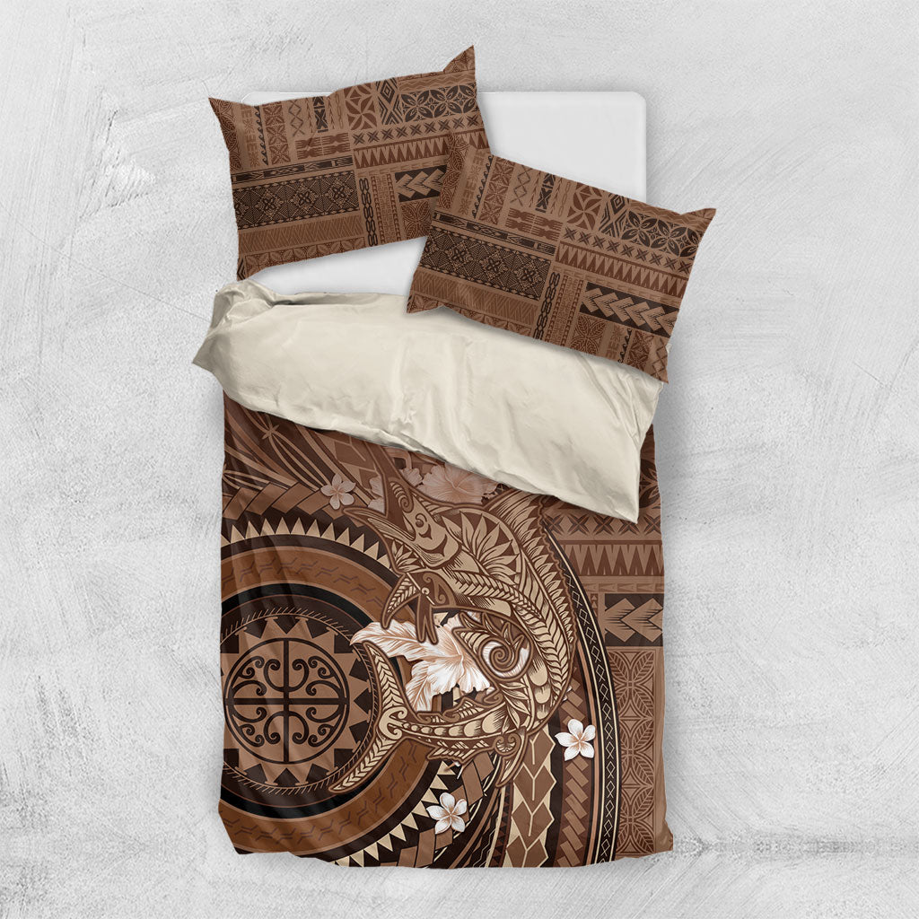 Samoa Tatau Marlin Bedding Set With Siapo Motifs Brown