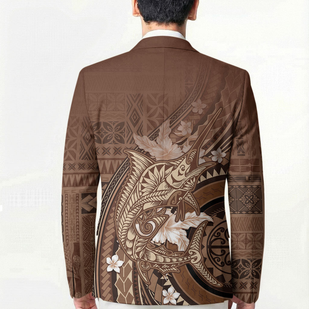 Samoa Tatau Marlin Blazer With Siapo Motifs Brown