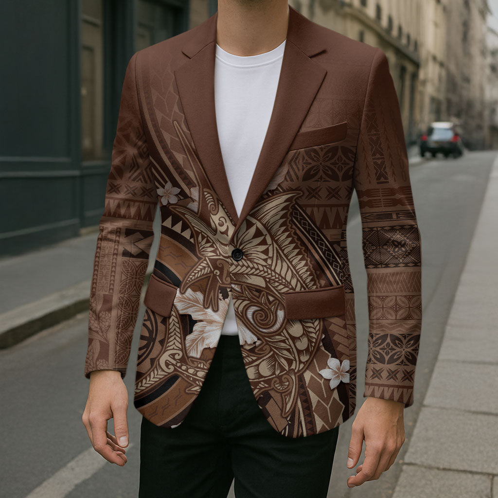 Samoa Tatau Marlin Blazer With Siapo Motifs Brown