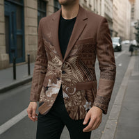Samoa Tatau Marlin Blazer With Siapo Motifs Brown