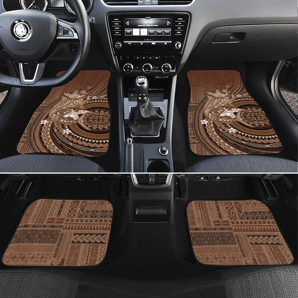 Samoa Tatau Marlin Car Mats With Siapo Motifs Brown LT05 Set 4pcs Brown - Polynesian Pride