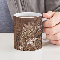 Samoa Tatau Marlin Ceramic Mug With Siapo Motifs Brown