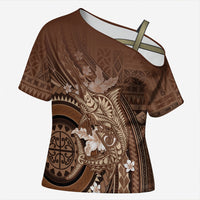 Samoa Tatau Marlin Cross Shoulder Shirt With Siapo Motifs Brown