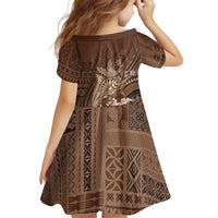 Samoa Tatau Marlin Family Matching Tank Maxi Dress and Hawaiian Shirt With Siapo Motifs Brown LT05 - Polynesian Pride