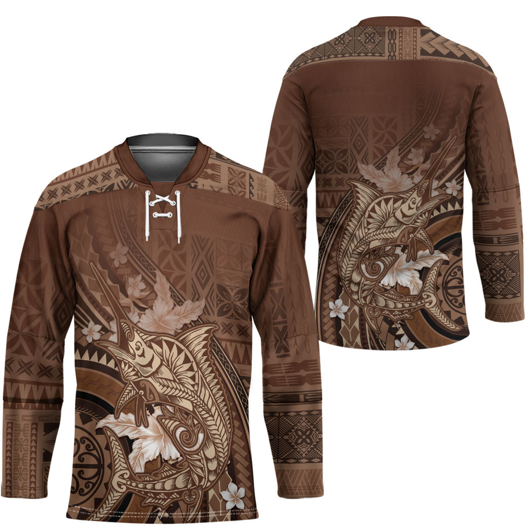 Samoa Tatau Marlin Hockey Jersey With Siapo Motifs Brown