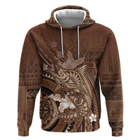 Samoa Tatau Marlin Hoodie With Siapo Motifs Brown LT05 Pullover Hoodie Brown - Polynesian Pride