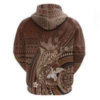 Samoa Tatau Marlin Hoodie With Siapo Motifs Brown LT05 - Polynesian Pride