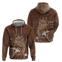 Samoa Tatau Marlin Hoodie With Siapo Motifs Brown LT05 - Polynesian Pride