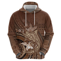 Samoa Tatau Marlin Hoodie With Siapo Motifs Brown LT05 - Polynesian Pride