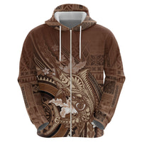 Samoa Tatau Marlin Hoodie With Siapo Motifs Brown LT05 - Polynesian Pride