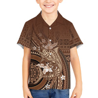 Samoa Tatau Marlin Kid Hawaiian Shirt With Siapo Motifs Brown