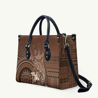 Samoa Tatau Marlin Leather Bag With Siapo Motifs Brown