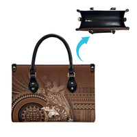 Samoa Tatau Marlin Leather Bag With Siapo Motifs Brown