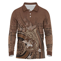 Samoa Tatau Marlin Long Sleeve Polo Shirt With Siapo Motifs Brown