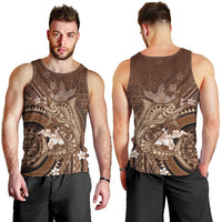 Samoa Tatau Marlin Men Tank Top With Siapo Motifs Brown