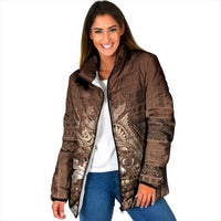 Samoa Tatau Marlin Padded Jacket With Siapo Motifs Brown