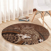 Samoa Tatau Marlin Round Carpet With Siapo Motifs Brown