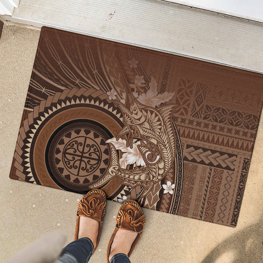 Samoa Tatau Marlin Rubber Doormat With Siapo Motifs Brown