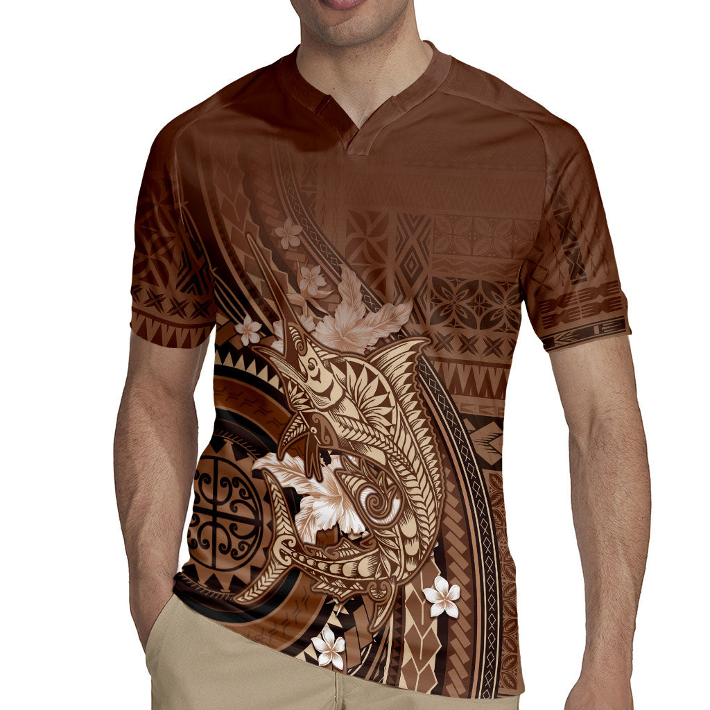 Samoa Tatau Marlin Rugby Jersey With Siapo Motifs Brown
