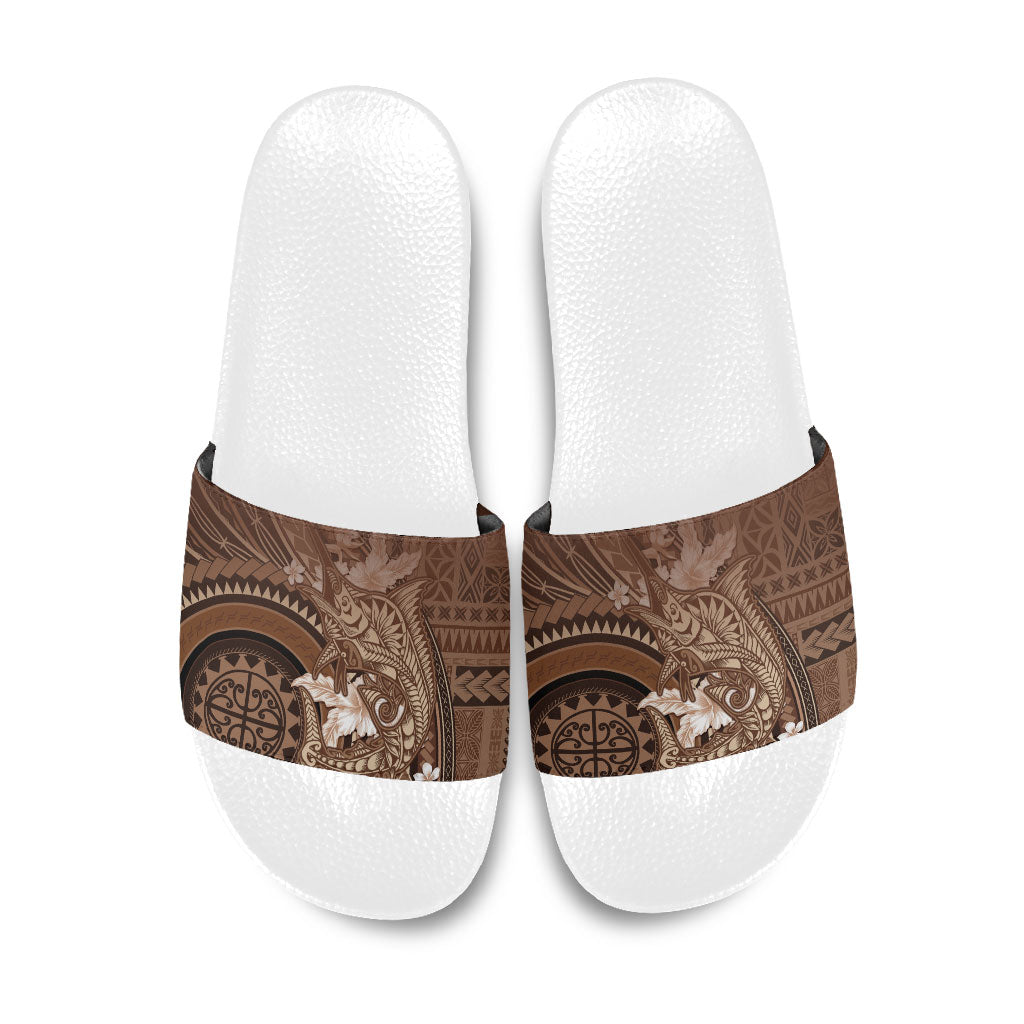 Samoa Tatau Marlin Slide Sandals With Siapo Motifs Brown