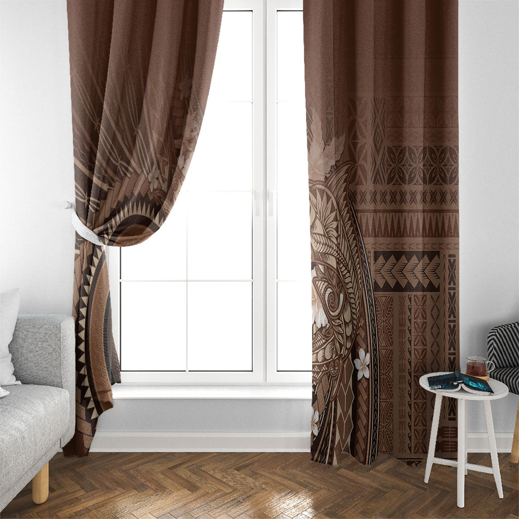 Samoa Tatau Marlin Window Curtain With Siapo Motifs Brown