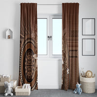 Samoa Tatau Marlin Window Curtain With Siapo Motifs Brown