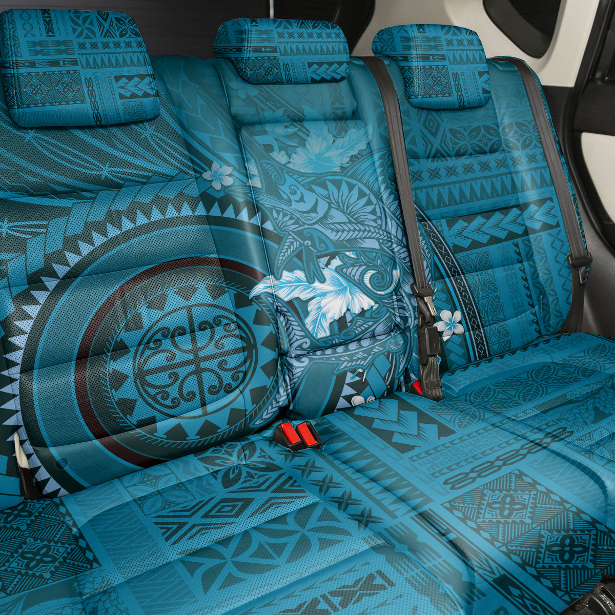 Samoa Tatau Marlin Back Car Seat Cover With Siapo Motifs Teal