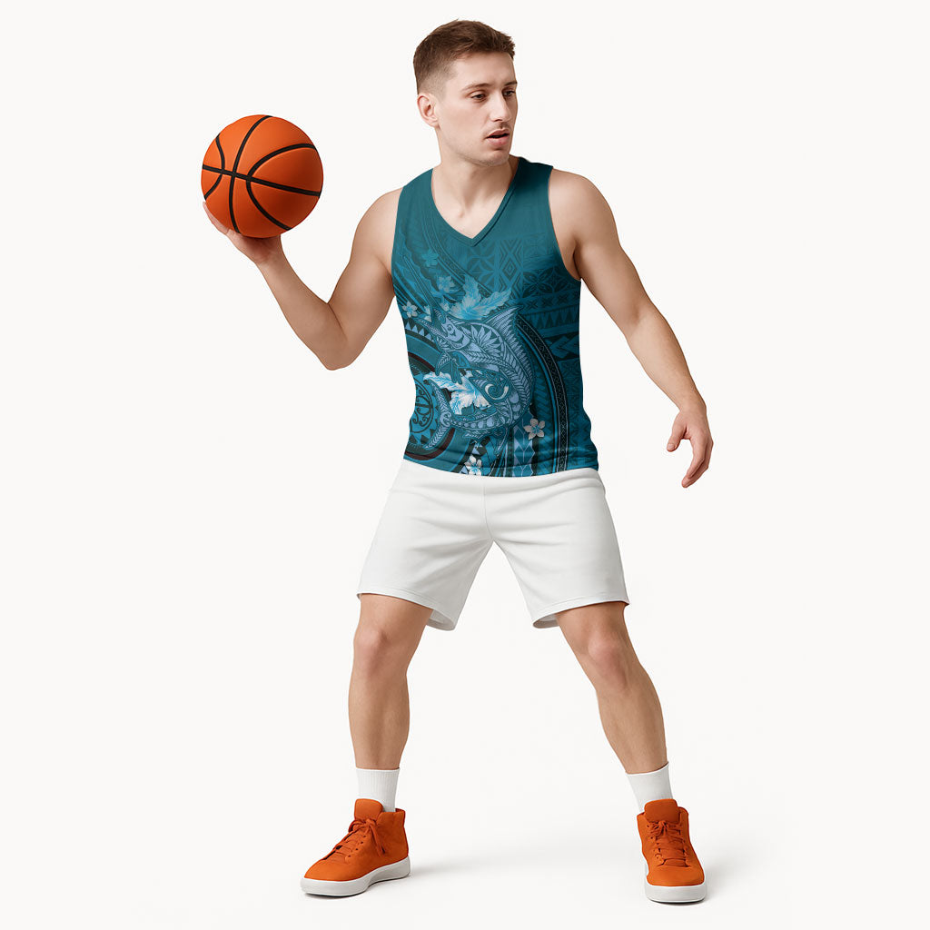 Samoa Tatau Marlin Basketball Jersey With Siapo Motifs Teal