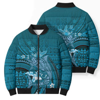 Samoa Tatau Marlin Bomber Puffer Jacket With Siapo Motifs Teal