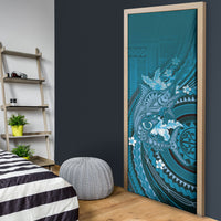 Samoa Tatau Marlin Door Cover With Siapo Motifs Teal LT05 - Polynesian Pride