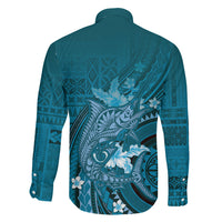 Samoa Tatau Marlin Family Matching Summer Maxi Dress and Hawaiian Shirt With Siapo Motifs Teal LT05 - Polynesian Pride