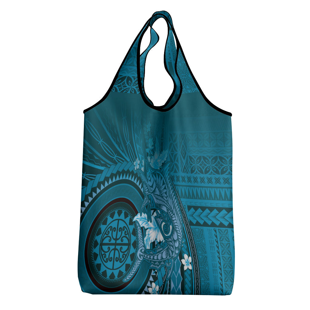 Samoa Tatau Marlin Grocery Bag With Siapo Motifs Teal