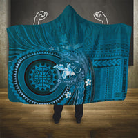 Samoa Tatau Marlin Hooded Blanket With Siapo Motifs Teal